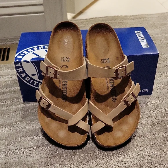 EUC Birkenstock Mayari Size 37 Oiled Leather Tabacco Brown - Picture 1 of 6